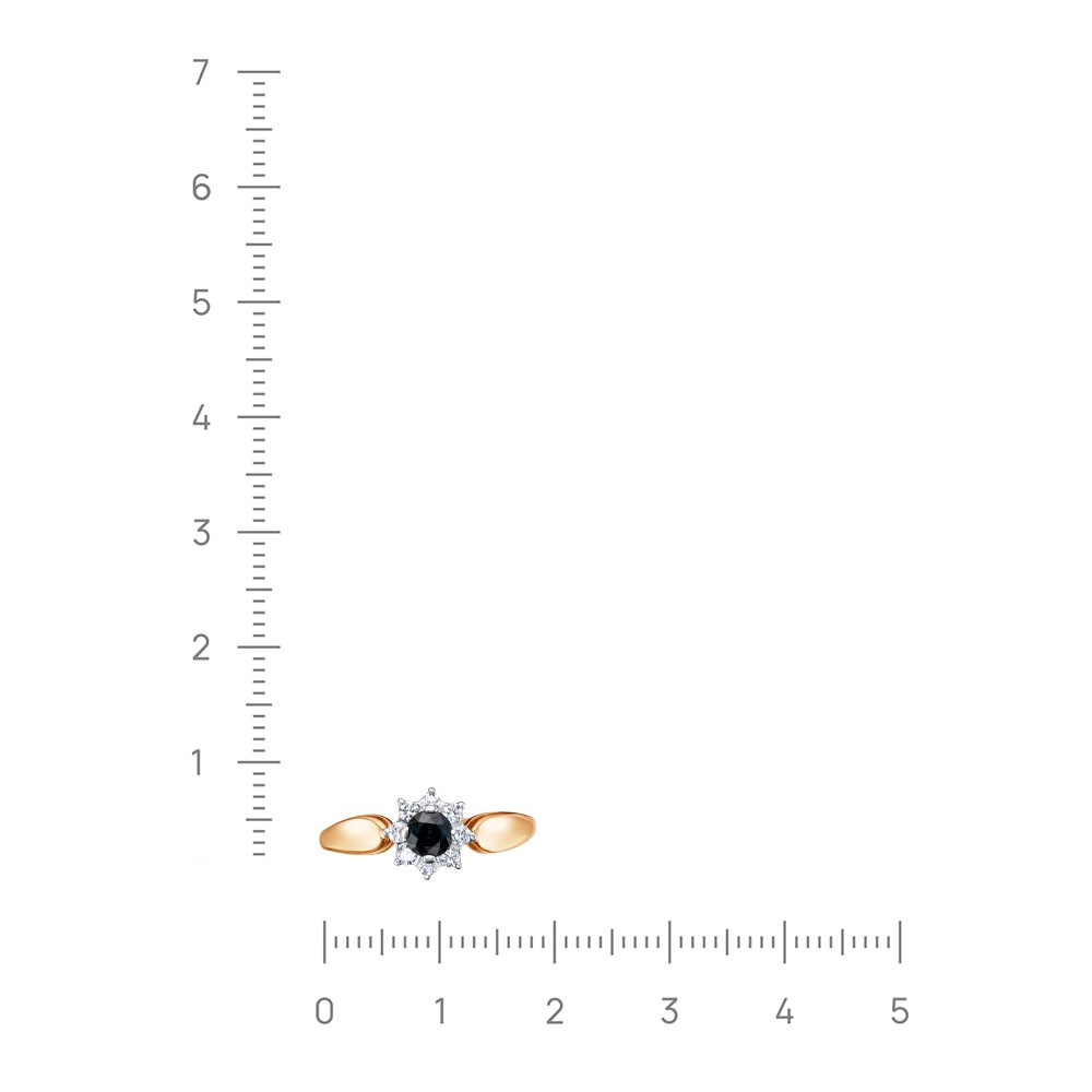 Кольцо с сапфиром, бриллиантами из красного золота 585 пробы, фото № 3