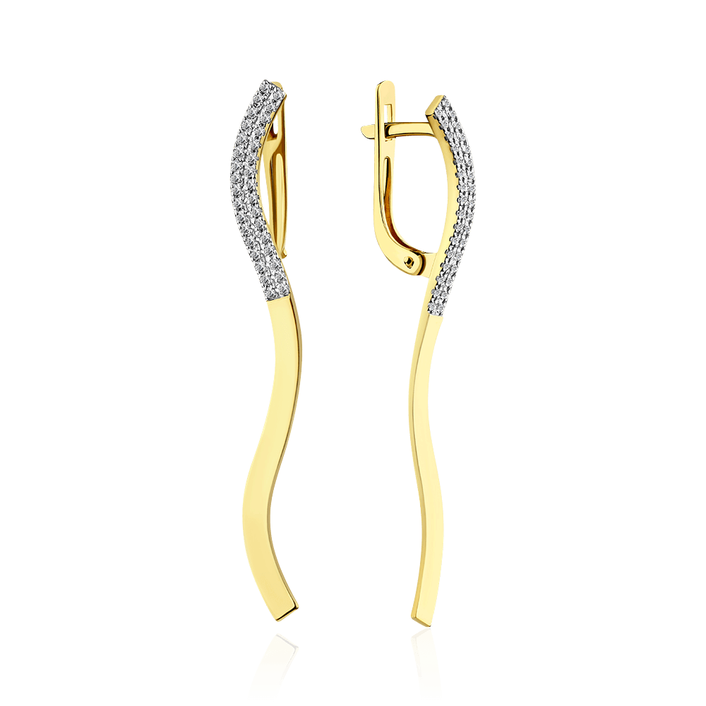 Серьги с бриллиантами из желтого золота 585 пробы (арт. 94992)