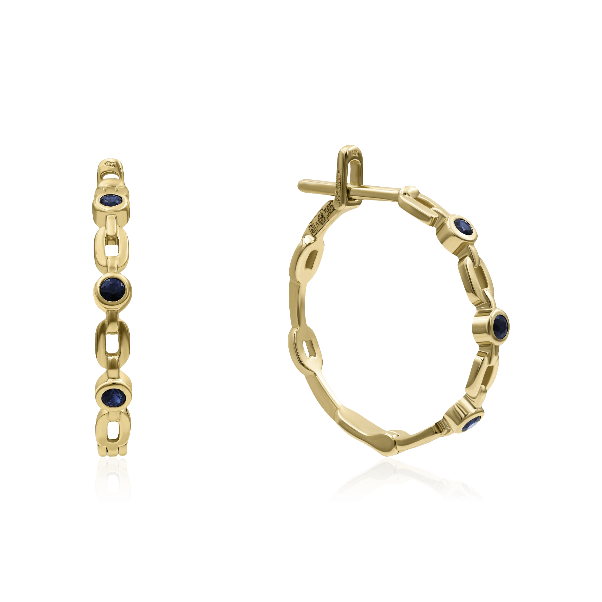 Серьги с сапфиром из желтого золота 585 пробы (арт. 120557)