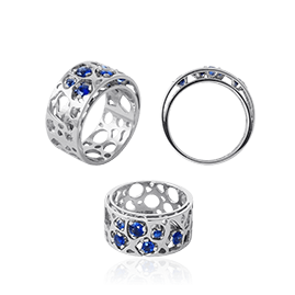 Кольцо с сапфирами из белого золота 585 пробы (арт. 20971)