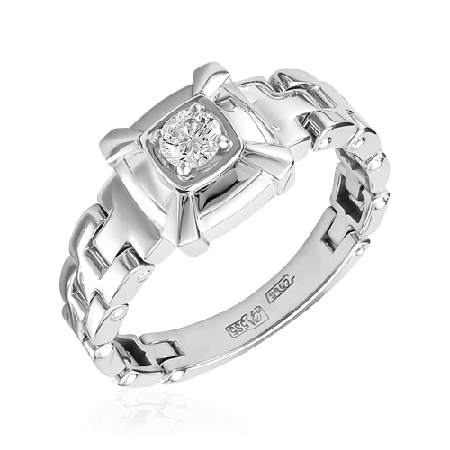 Мужское кольцо с бриллиантами из белого золота 585 пробы (арт. 52466)