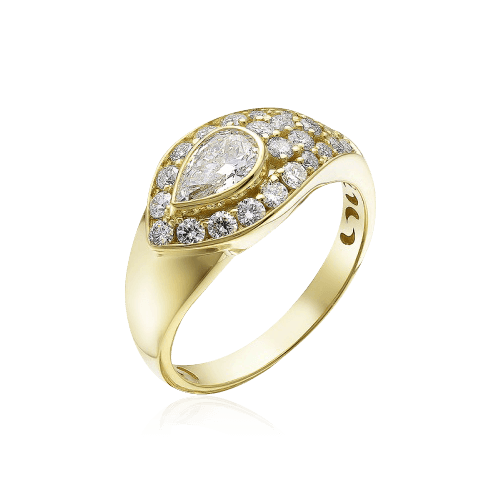 Кольцо с бриллиантами из желтого золота 585, фото № 1