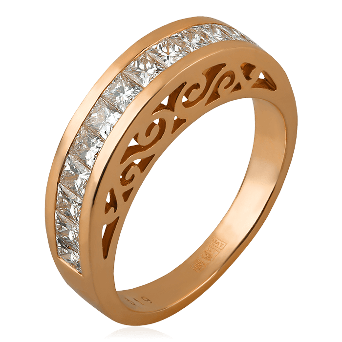 Кольцо с бриллиантами из красного золота 585 (арт. 75484)