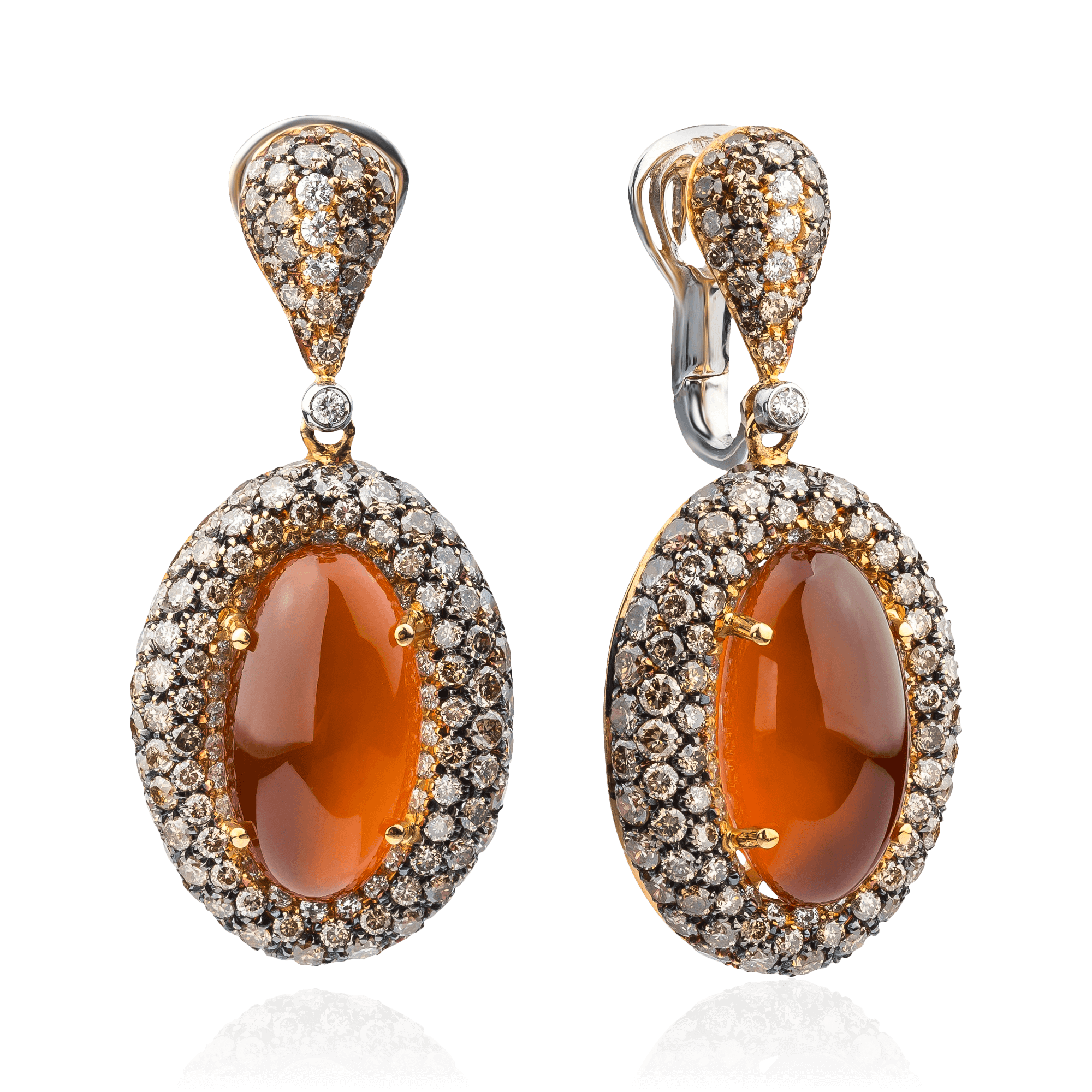 Длинные серьги Moraglione с агатом, бриллиантами из комбинированного золота 750 пробы (арт. 34076)