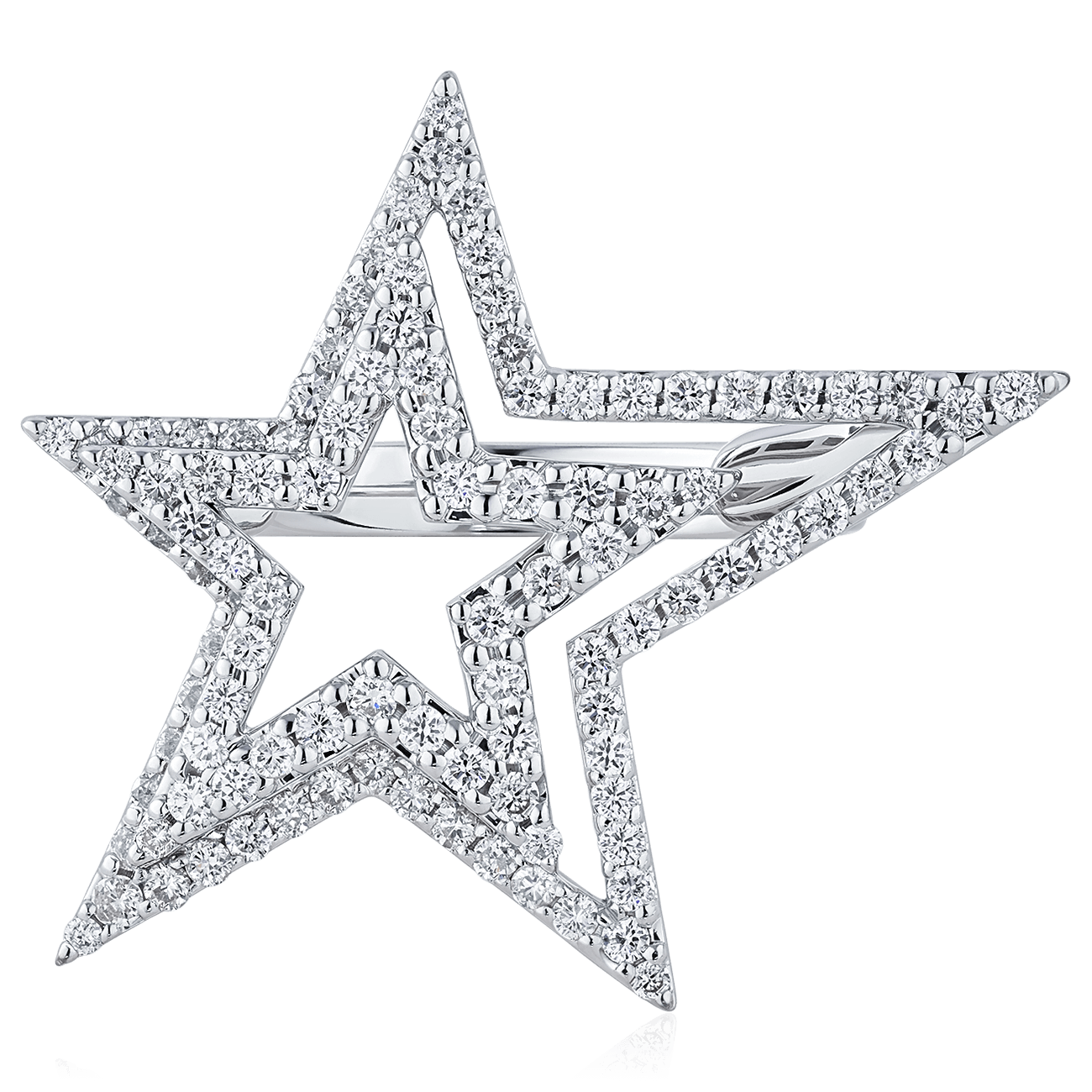 Кольцо Звезды с бриллиантами из белого золота 585, фото № 2