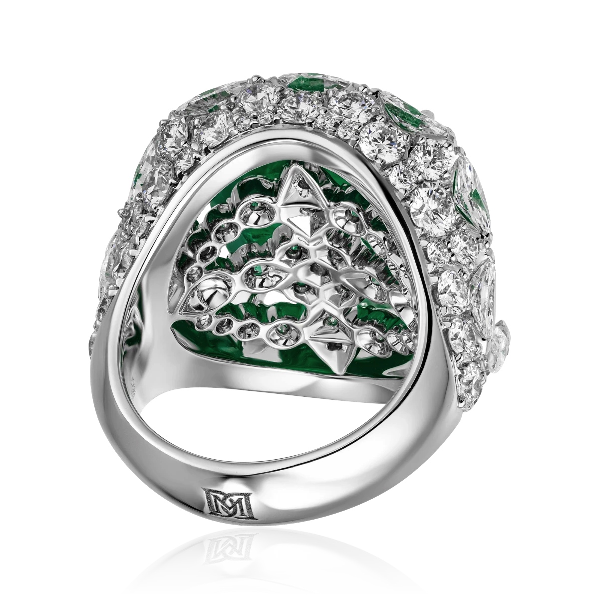 Кольцо с изумрудом, бриллиантами из белого золота 750 пробы, фото № 4