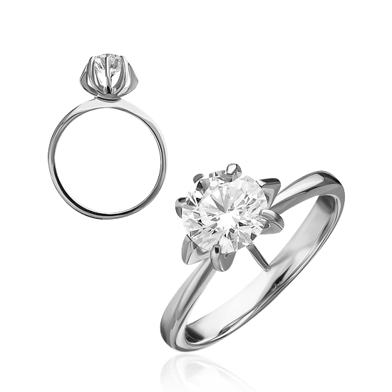 Кольцо для помолвки с бриллиантами из белого золота 585 (арт. 35491)