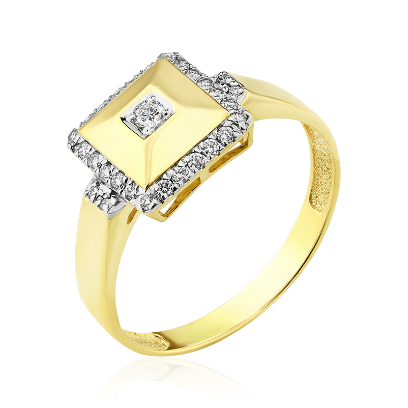 Кольцо с бриллиантами из желтого золота 585, фото № 1
