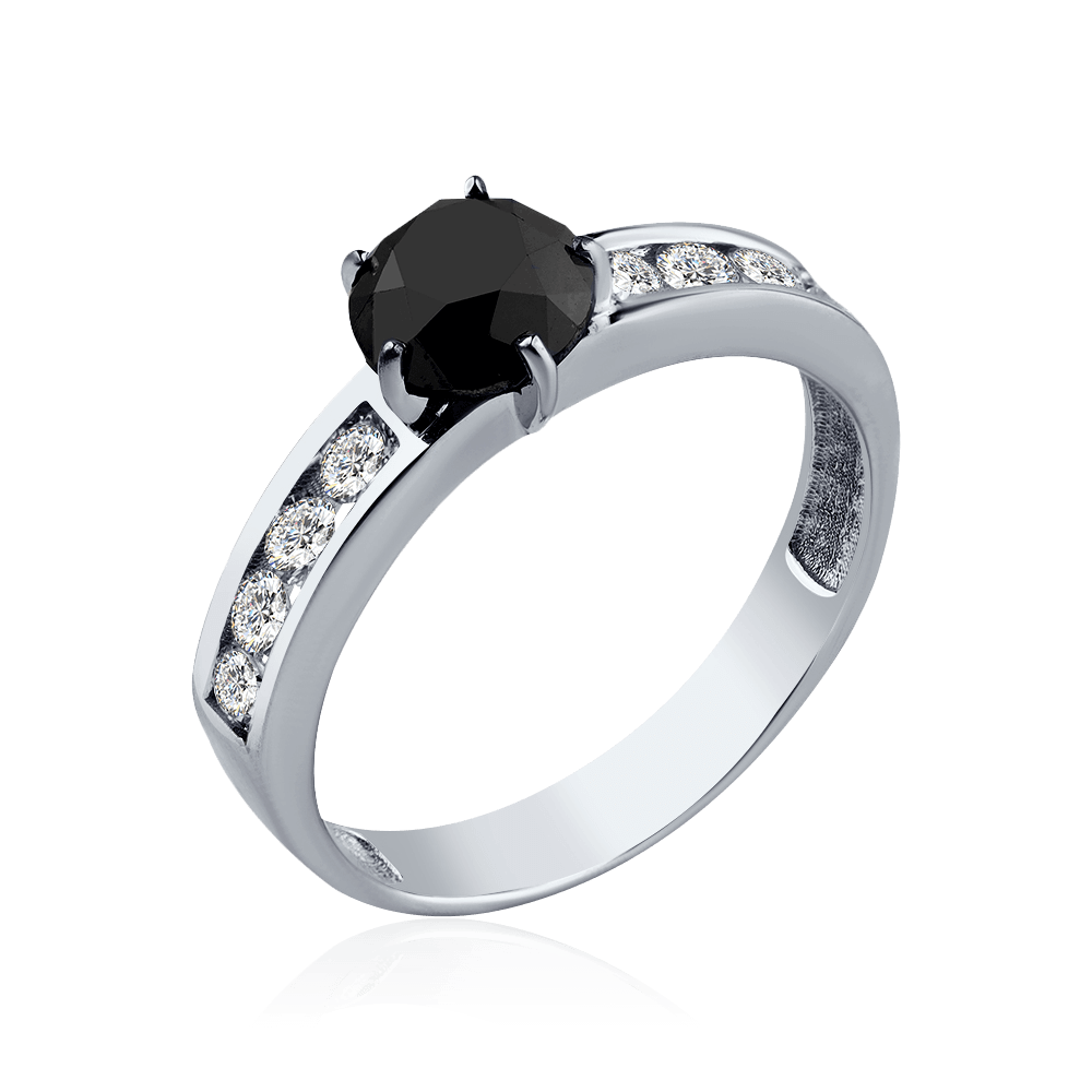Кольцо с бриллиантами из белого золота 585 (арт. 90076)