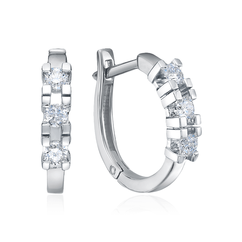 Серьги конго с бриллиантами из белого золота 585 пробы (арт. 122580)