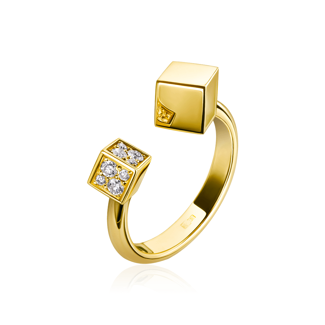 Кольцо с бриллиантами из желтого золота 585 (арт. 90378)