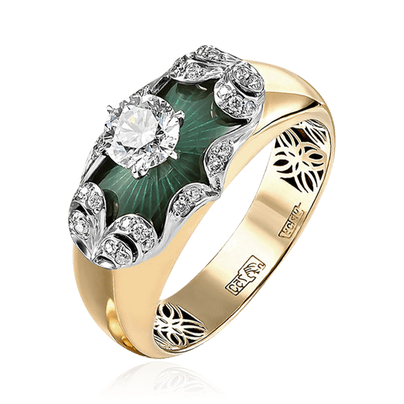 Кольцо с бриллиантами из комбинированного золота 750, фото № 1