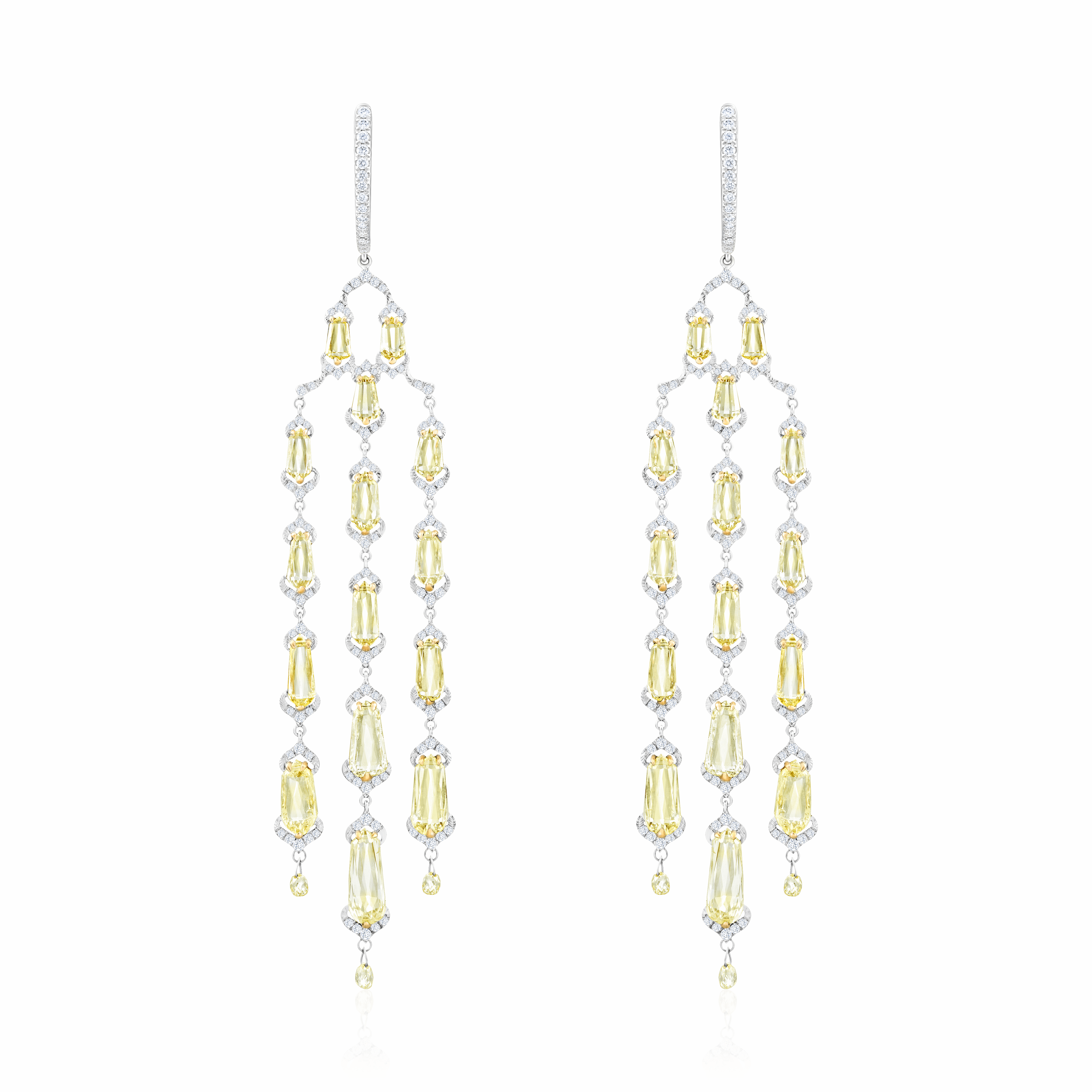 Длинные серьги с бриллиантами из белого золота 750 пробы (арт. 91704)