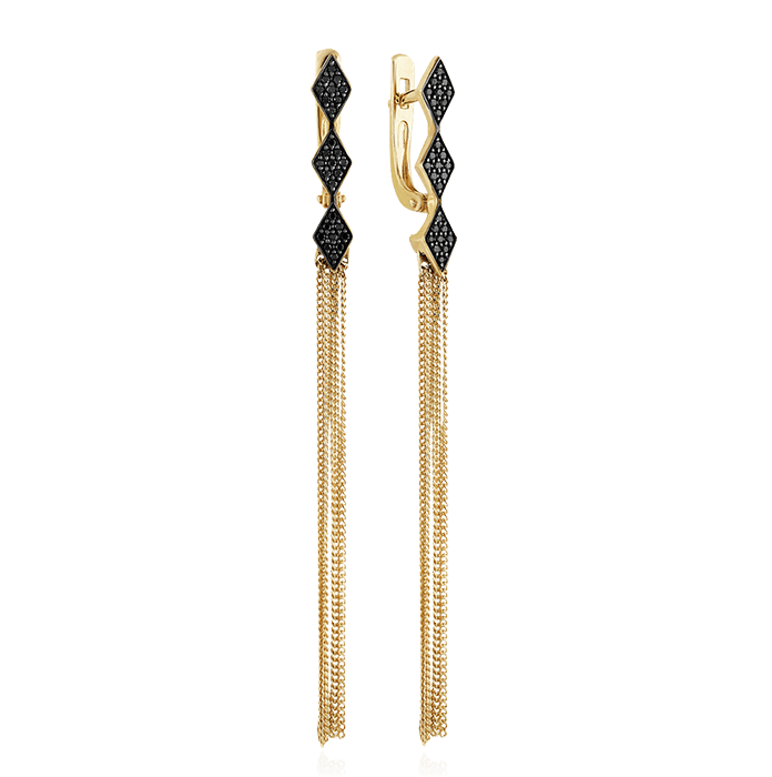 Серьги с бриллиантами из желтого золота 585 пробы (арт. 55706)