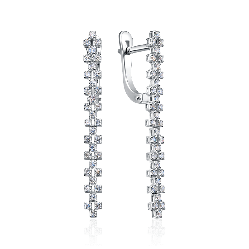 Серьги с бриллиантами из белого золота 585 пробы (арт. 118623)