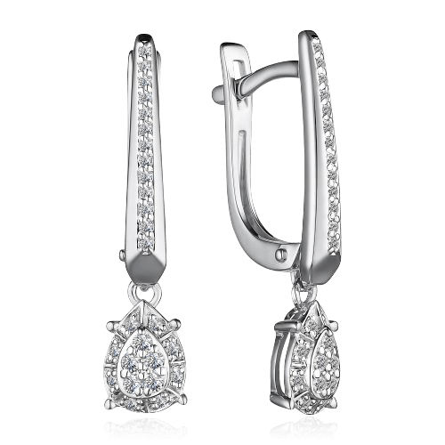 Серьги с бриллиантами из белого золота 585 пробы (арт. 106741)