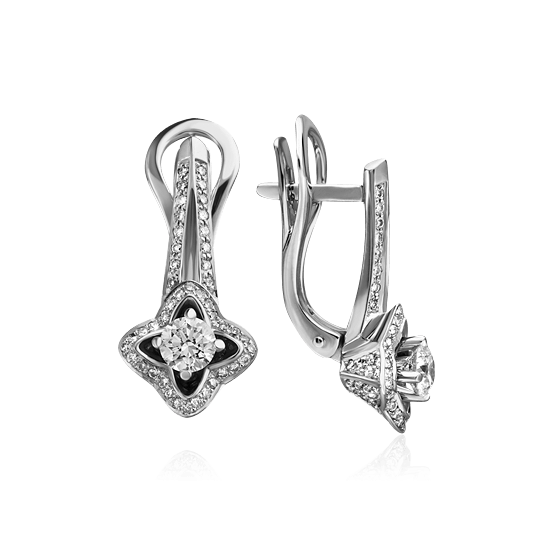 Серьги с бриллиантами из белого золота 585 пробы, фото № 1