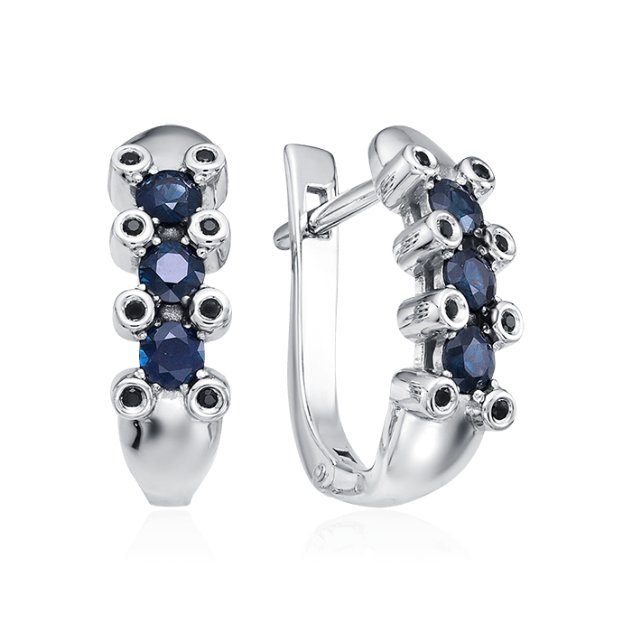 Серьги с сапфиром из белого золота 585 пробы (арт. 64748)
