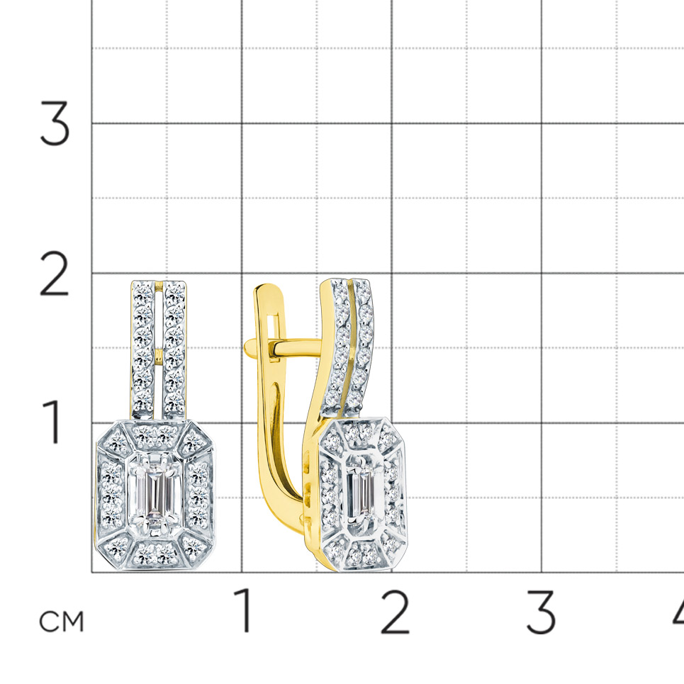 Серьги с бриллиантами из желтого золота 585 пробы, фото № 2