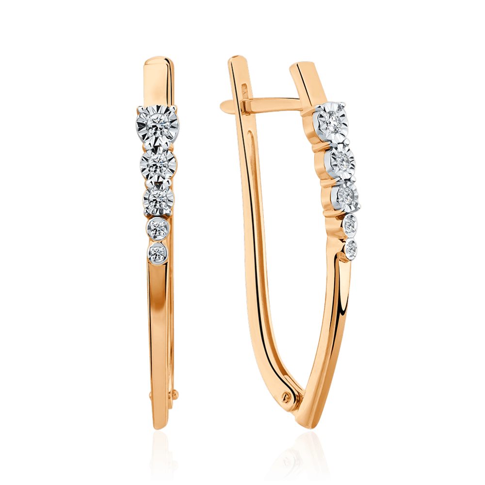 Серьги с бриллиантами из комбинированного золота 585 пробы (арт. 127000)
