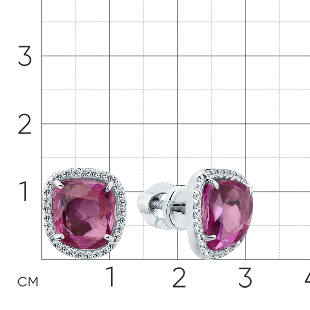 Серьги с сапфиром, бриллиантами из белого золота 585 пробы, фото № 2