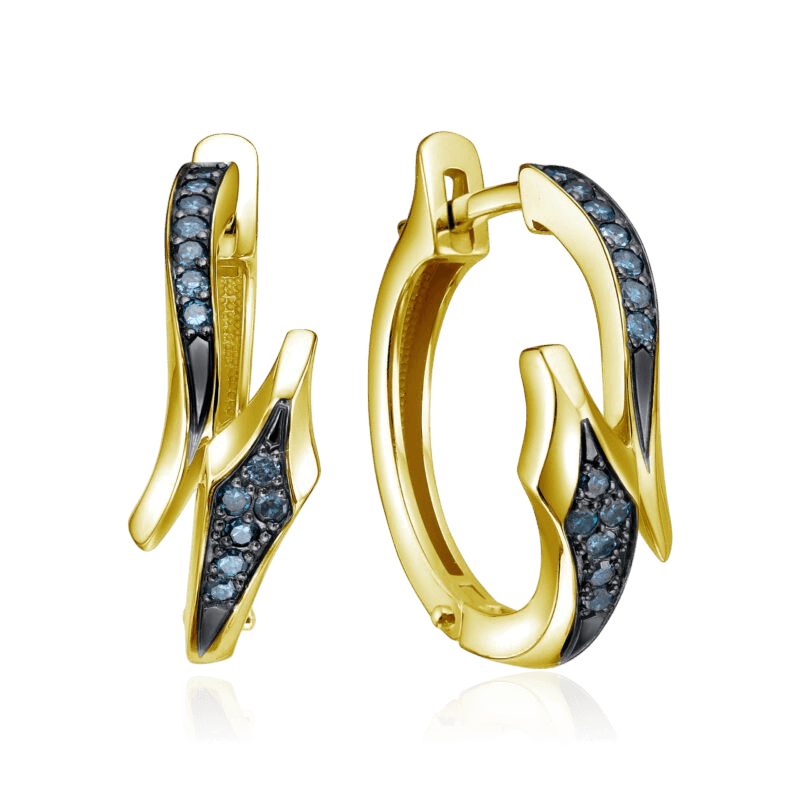 Серьги с бриллиантами из желтого золота 585 пробы (арт. 134813)