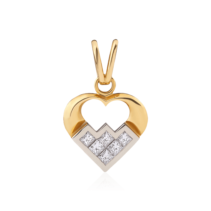 Кулон сердце с бриллиантами из желтого золота 750 пробы (арт. 75601)