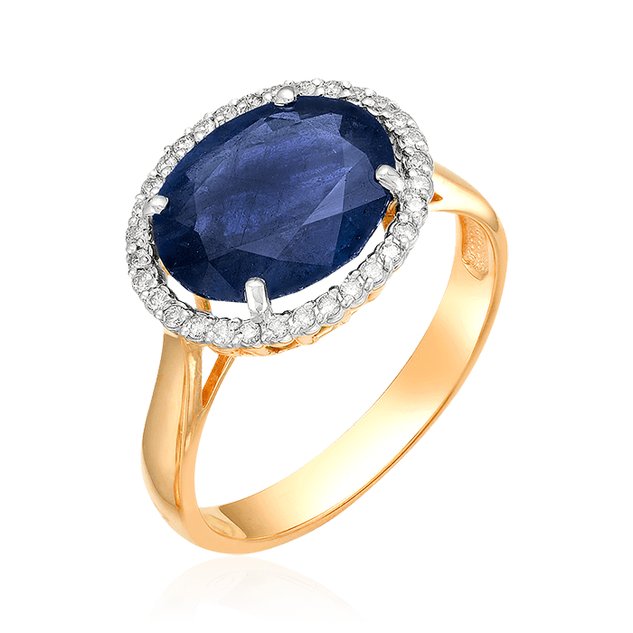 Кольцо с сапфиром, бриллиантами из красного золота 585 пробы (арт. 54372)