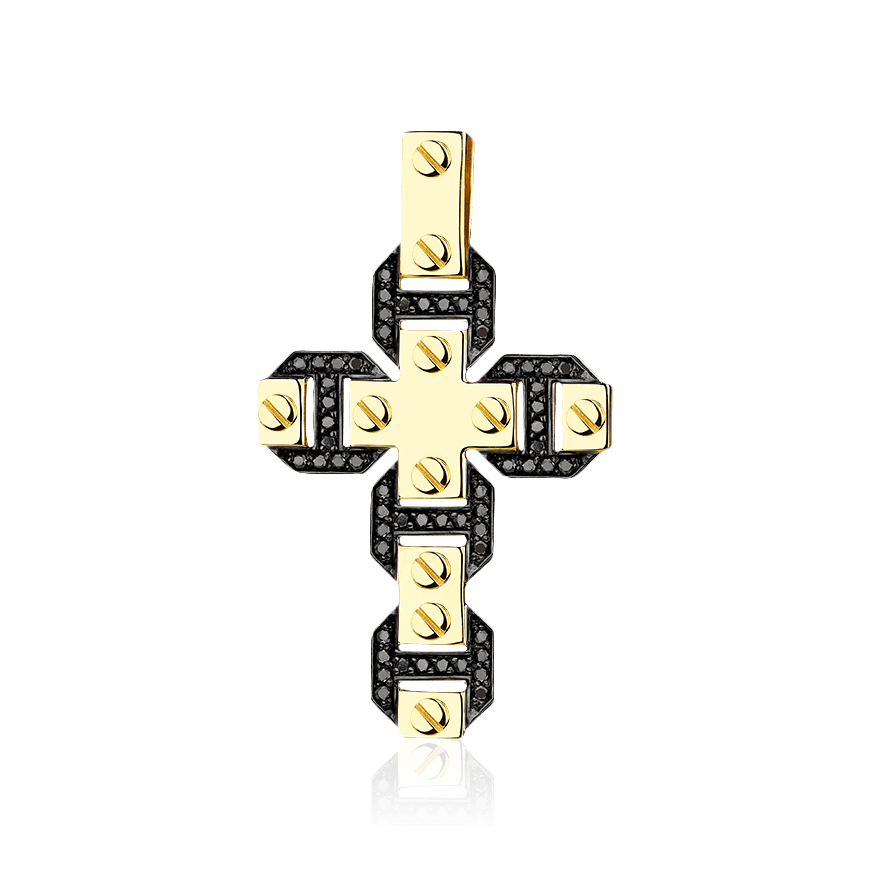 Крест с бриллиантами из желтого золота 585 пробы (арт. 101389)