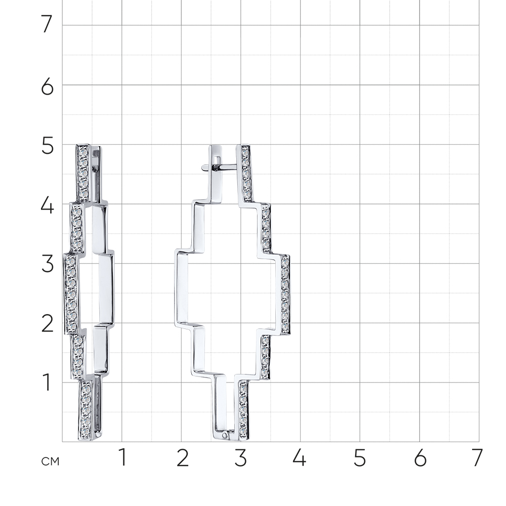 Серьги с бриллиантами из белого золота 585 пробы, фото № 3