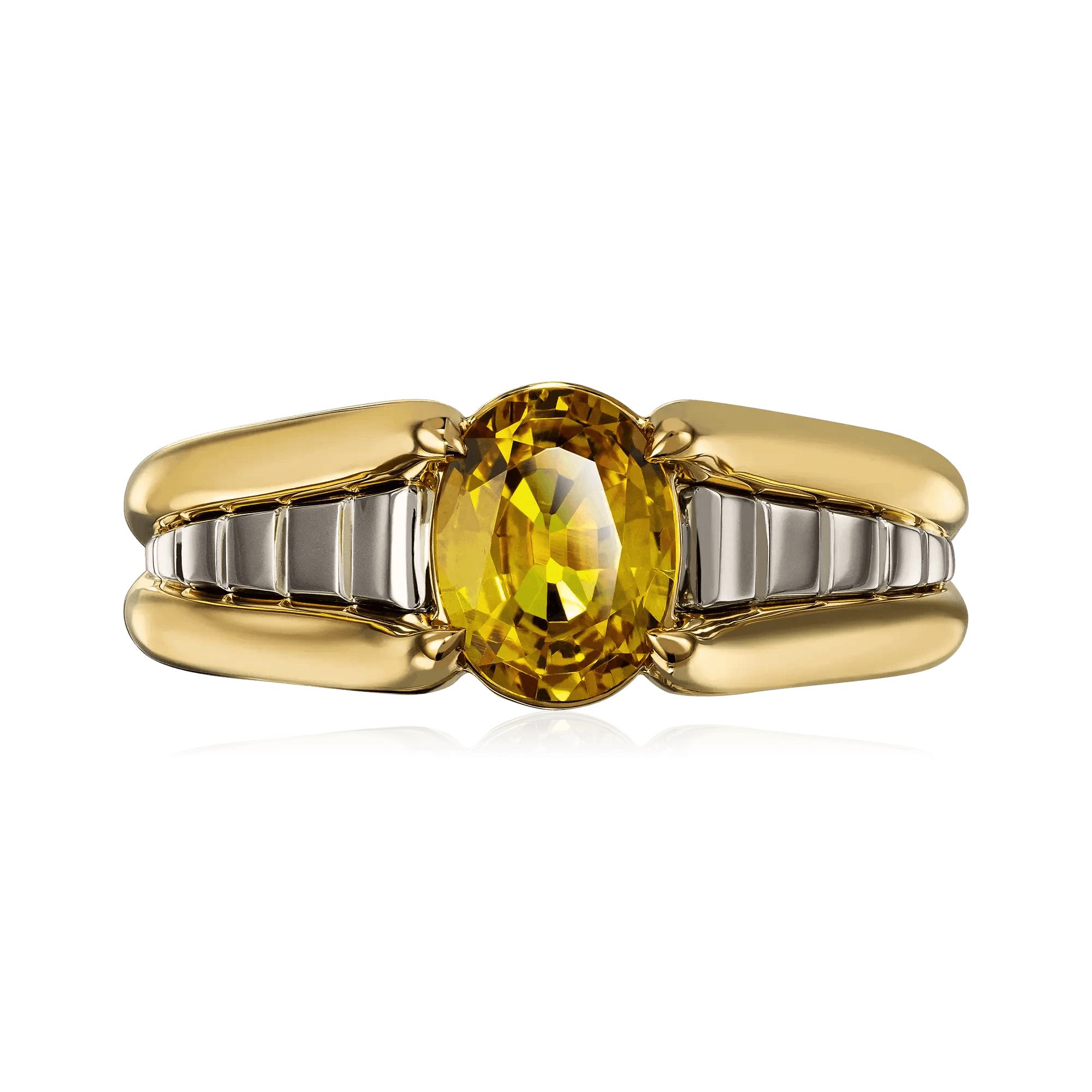 Кольцо с сапфиром из комбинированного золота 585 пробы, фото № 2
