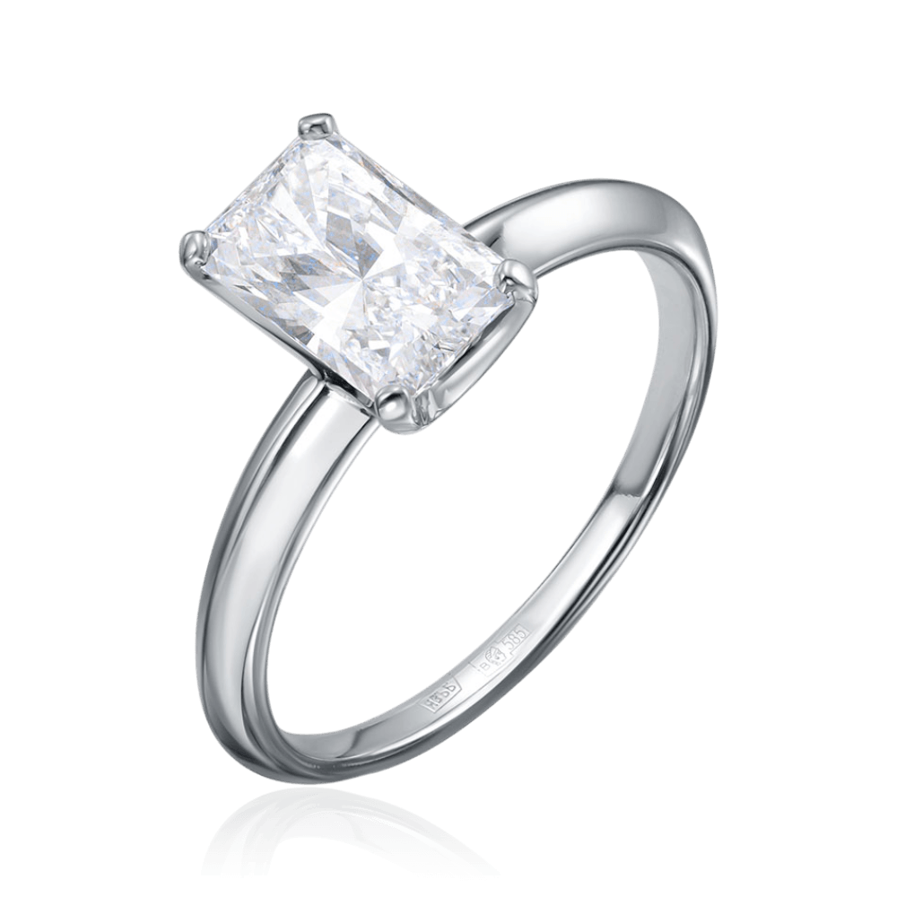 Кольцо с бриллиантом 1.3ct 2/2 радиант из белого золота 585 пробы (арт. 131901)