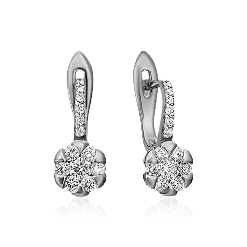 Серьги с бриллиантами из белого золота 585 пробы, фото № 1