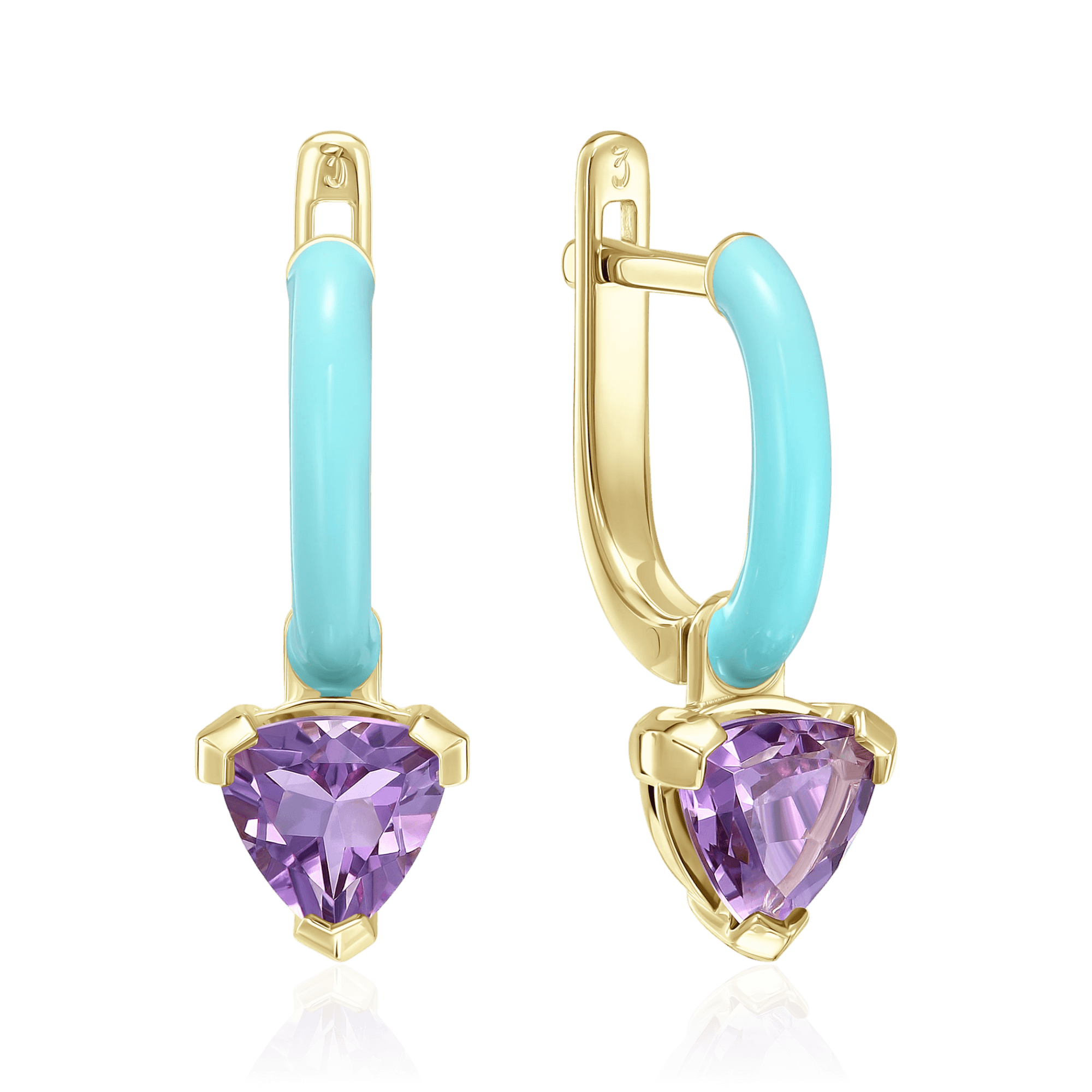 Серьги с аметистом из желтого золота 585 пробы (арт. 131820)