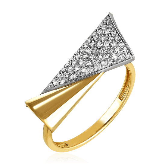 Кольцо с бриллиантами из желтого золота 585 (арт. 44347)