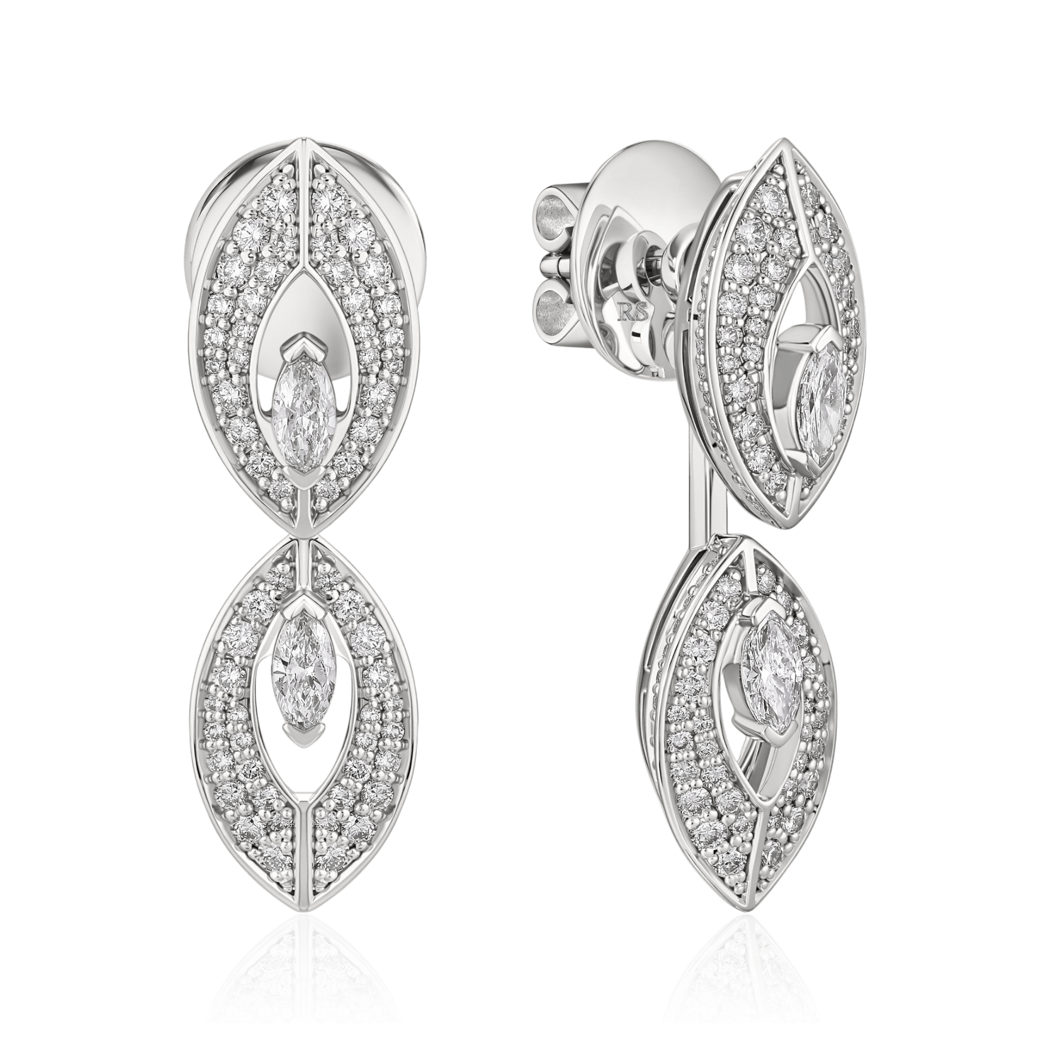 Серьги с бриллиантами из белого золота 750 пробы (арт. 132547)