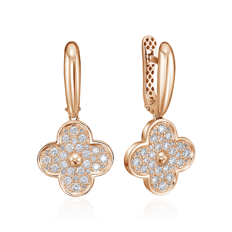 Серьги с бриллиантами из красного золота 585 пробы (арт. 122451)