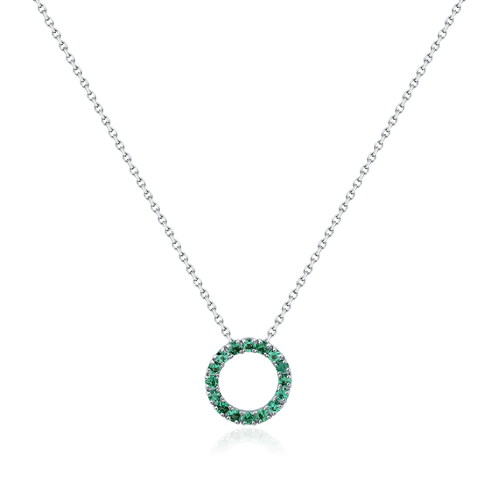 Колье с изумрудом из белого золота 585 пробы (арт. 124873)