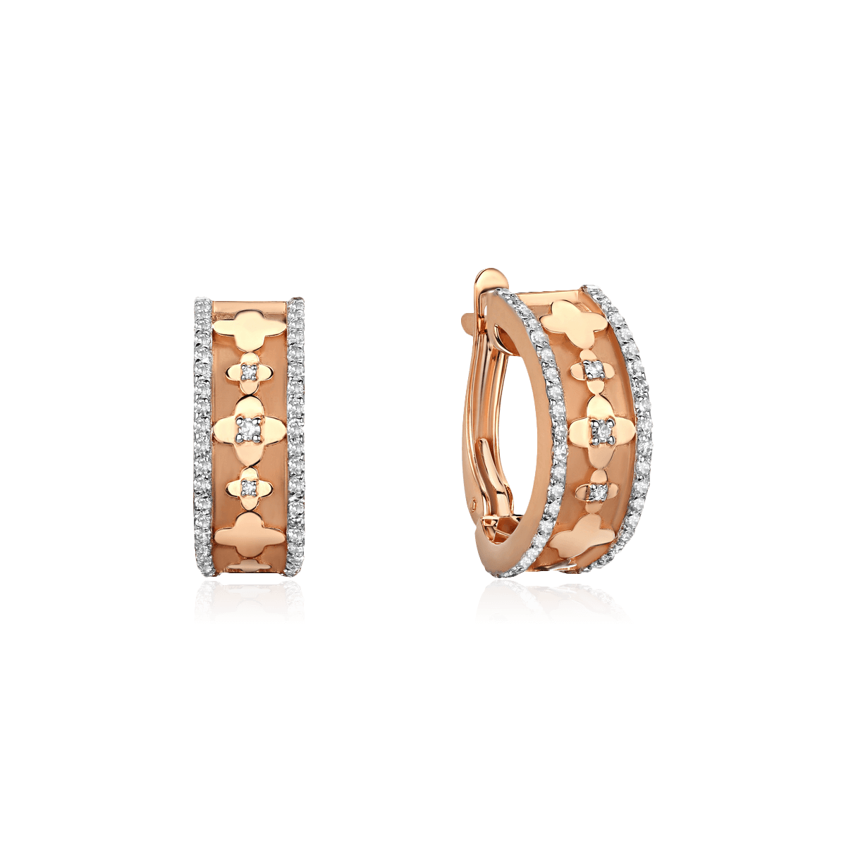 Серьги с бриллиантами из красного золота 585 пробы (арт. 122852)