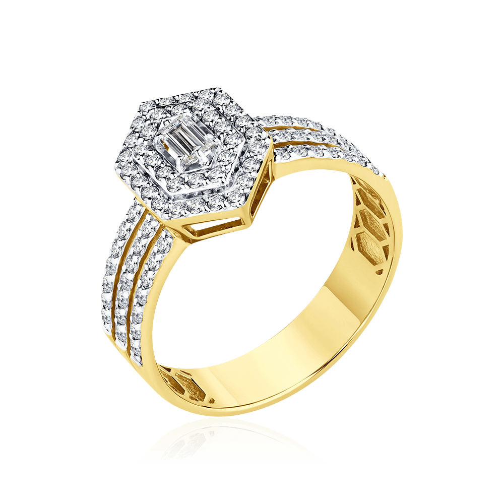 Кольцо с бриллиантами из желтого золота 585 пробы (арт. 102800)