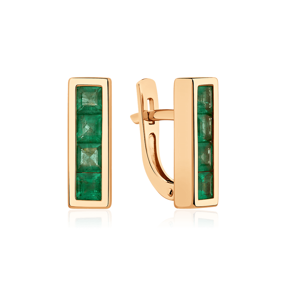 Серьги с изумрудом из красного золота 585 пробы (арт. 126270)