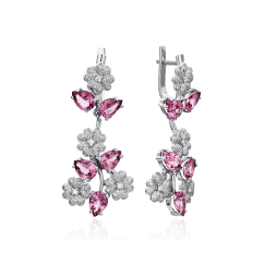 Серьги с шпинелью, бриллиантами из желтого золота 750 пробы (арт. 41137)