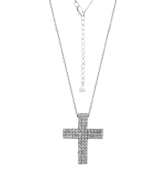 Колье в виде креста с бриллиантами из белого золота 585 пробы (арт. 67049)