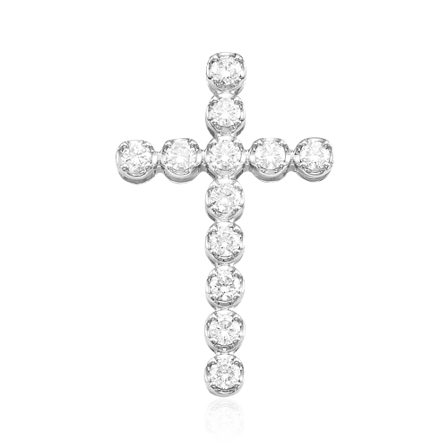 Крест с бриллиантами из белого золота 585 пробы (арт. 59489)