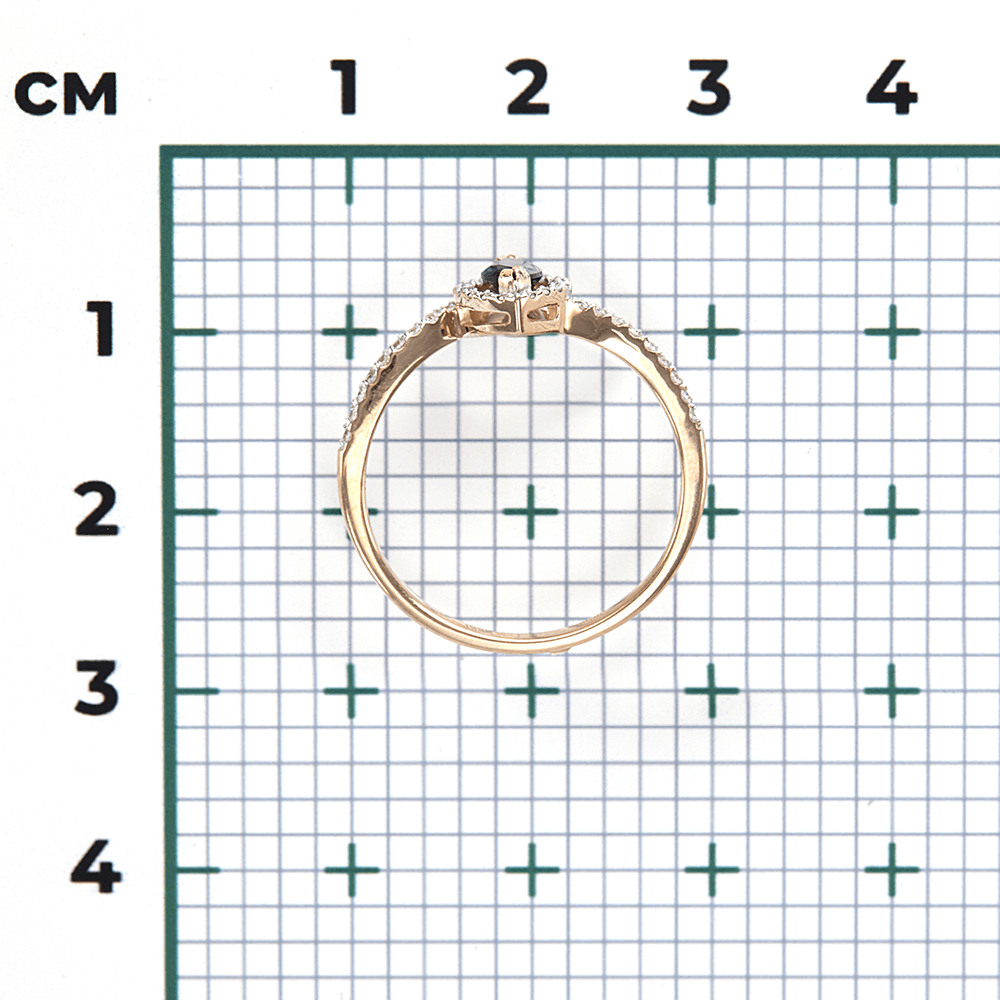 Кольцо с сапфиром, бриллиантами из красного золота 585 пробы, фото № 3