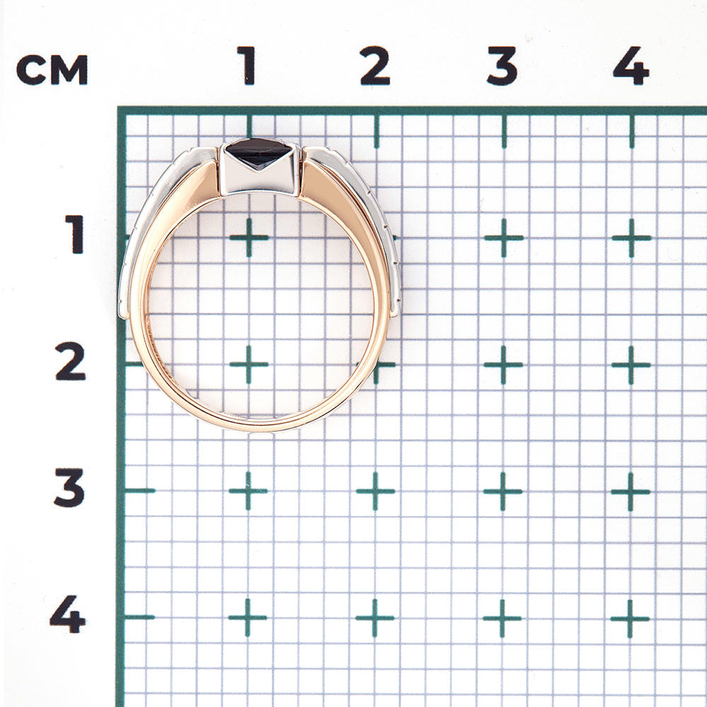 Мужское кольцо с сапфиром из красного золота 585 пробы, фото № 3