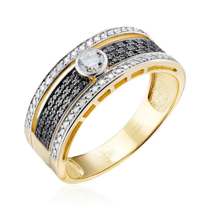 Кольцо с бриллиантами из желтого золота 585 пробы (арт. 99987)