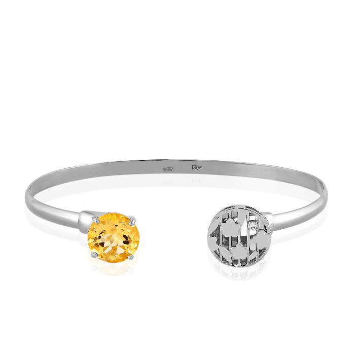 Браслет с цитрином, бриллиантами из белого золота 585 пробы, фото № 1
