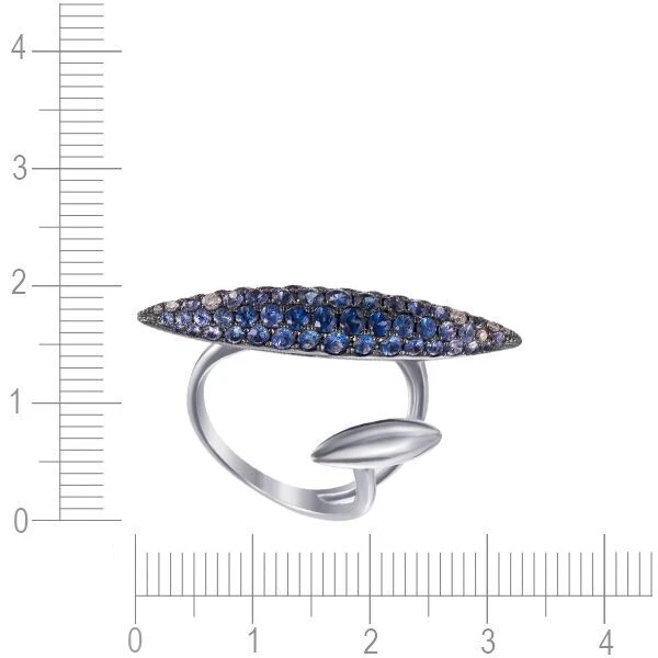Кольцо с сапфиром, бриллиантами из белого золота 585 пробы, фото № 3