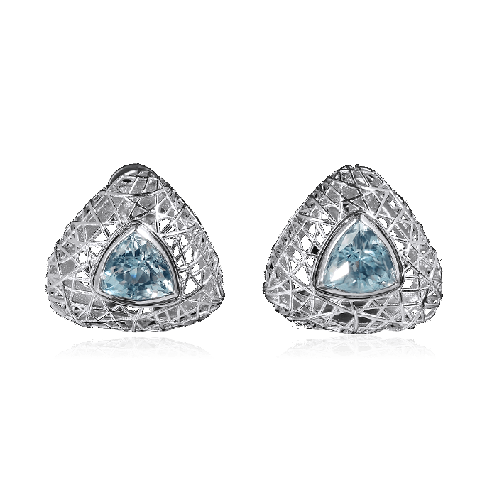 Серьги с топазами в белом золоте 750 пробы (арт. 35026)